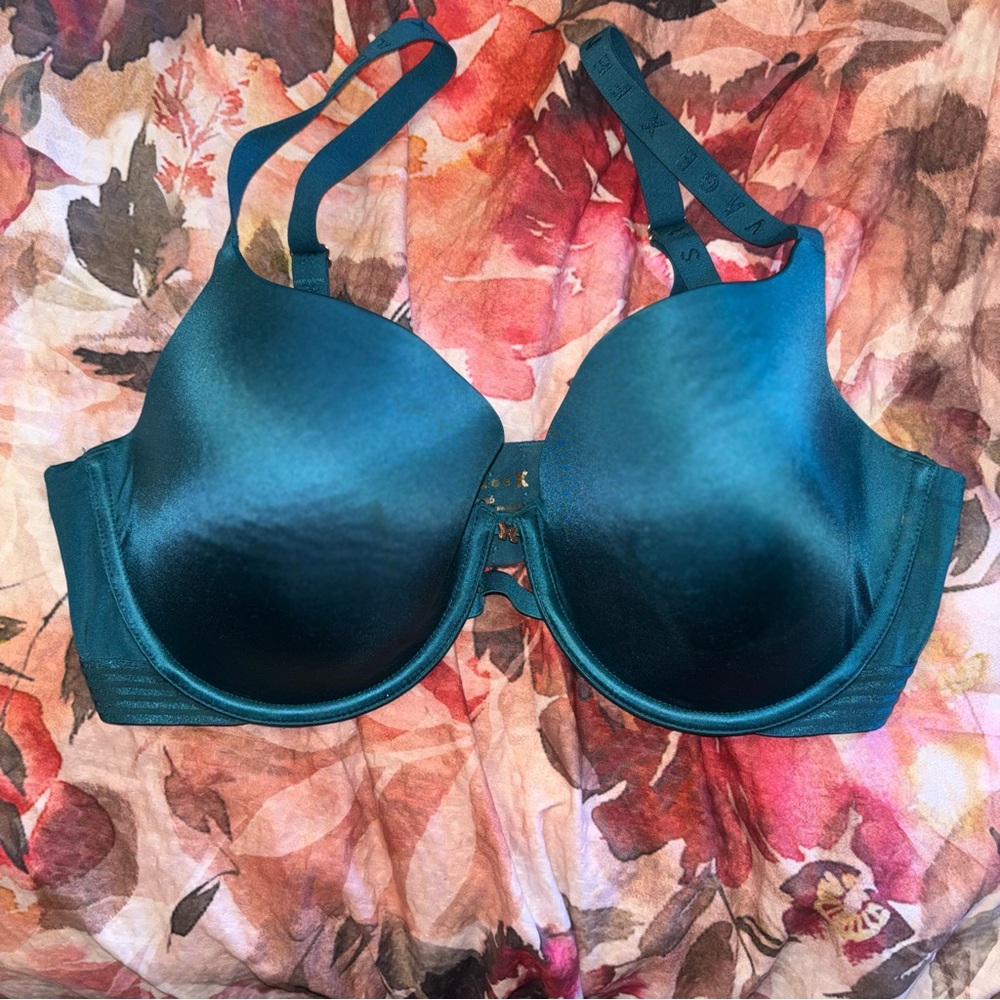 Savage X Fenty Teal Satin Underwire T-Shirt Bra, Size 36D